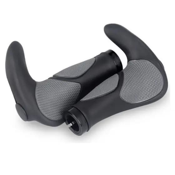 Manopla Ergonômica com Trava e Bar End Preta e Cinza MTB Speed Conforto e Segurança