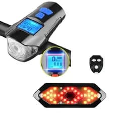 Lanternas de bike com velocimetro e Buzina + Pisca sinalizador Traseiro C/ Seta