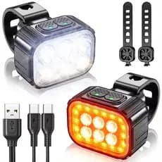Farol Frontal e Sinalizador Traseiro kit de Bike 6 Leds Usb Luz Led Super potente