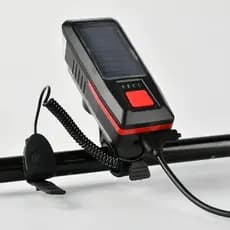 Lanterna Frontal Solar de Alta Qualidade para Bicicleta, à Prova d'Água, com Buzina, Recarregável USB