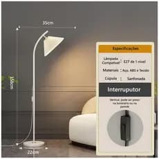 (8016)Luminária De Sala e Quarto 160 CM Para Leitura Iluminação Ambiente Abajur De Chão Casa e Escritório
