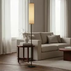 Luminária Chão 1,74m Piso Arco Lustre Metal Para Sala Quarto Escritório bege (0020)