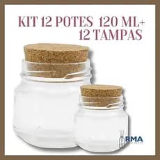 Kit 12 Potes de Vidro 120ml com Tampa | Papinha Tempero, Geléia, Velas Multiuso