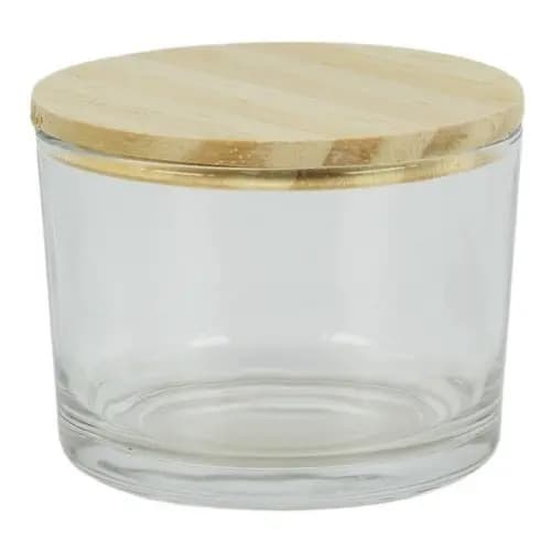 10 Potes De Vidro Vela 150ml Com Tampas De Madeira + Lacre Termoencolhivel