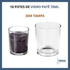 10 Potes de Vidro Patê 70ml sem Tampa | Copo para Velas, Porta Vela, Bebidas, Artesanato e Decoração