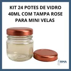 24 Potes de Vidro 40ml com Tampa de Metal Bronze – Para Mini Velas, Geleinha, Lembrancinhas e Presentes Artesanais