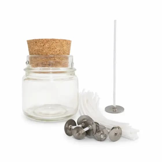 Kit 24 Potes de Vidro 40ml c/ Rolha + 24 Pávios Brinde | Ideal p/ Velas, Artesanato e Lembrancinhas
