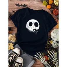 Camiseta Feminina Estampada Estranho Mundo Jack Halloween 100%ALGODÃO ENVIO IMEDIATO