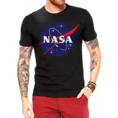 Camiseta Preta da Nasa Geek Tecnologia malha 100% algodão