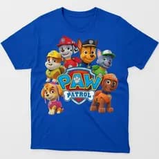 Camiseta Infantil Patrulha Canina 100% Algodão Chaise Básica Do Desenho Manga Curta