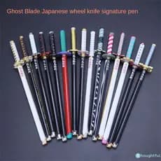 Caneta Esferográfica De Presente Com Espada De Anime Pensativa, Modelo Kimetsu No Yaiba, Acessório Para Cosplay,