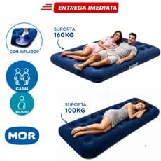 Colchão Casal Solteiro Inflável Mor Multiuso Com Inflador Embutido