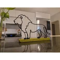 Escultura Leão Silhueta Decorativo Minimalista Linhas Mesa Escritório Sala Casa Luxo Moderno Enfeite