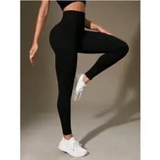 Calça Legging Sem a Costura  no bumbum Canelada Feminina Cintura Alta Academia Fitness Leg Confortável