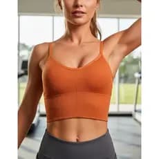 Top Canelado costa Nua Academia Alça fina regulável Bojo removivel sutiã cropped  TOP417