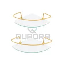 2 Porta Shampoo Canto Dourado Com Base de Vidro