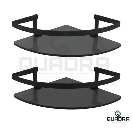 2 Porta Shampoo Canto Quadrado (PRETO)