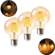 Kit 3 Lâmpadas de LED Filamento Vintage Flite G80, 4W, E27, 2200K, Bivolt, Luz Quente, FLT-G80-4W