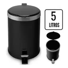 Lixeira 5L Banheiro Cozinha Escritório 5 Litros Cesto de Lixo com Pedal Viel 3582 Preta