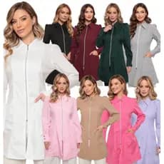 Jaleco em diversas Cores feminino luxo com zíper Eli Gardenia Jalecos