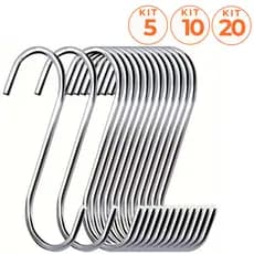 Kit Gancho S Roupas Utensílios Cozinha Vaso Planta Suporte Barra Açougue Cabide Aço Cromado Metal
