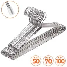 Kit 50/70/100 Cabides Metal Aço Cromado Tintureiro Cava Adulto Resistente Cabide Roupas Promoção