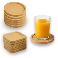 Jogo 6 Porta Copos Xicara Caneca Bambu Descanso Pires Apoio Mesa Posta Bolacha Restaurante Cozinha