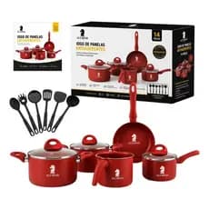 Jogo De Panelas Antiaderente 14 Peças Cerâmica Premium 3 cores Indução Fogão Cozinha Completa Luxo