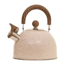 Chaleira Inox Apito Bege Marmorizado Cabo Wood Soft 2 Lt