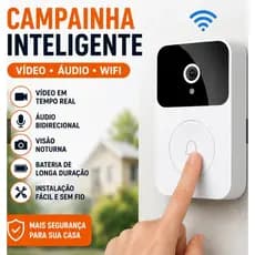 Campainha Com Câmera Vídeo Porteiro Sem Fio Wi-Fi HD Inteligente Smart  Pelo Celular Visão Noturna