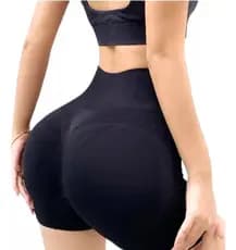Shorts Fitness Feminino Cintura Alta Academia Levanta Bumbum Sem Costura Cor Preto