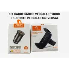 Kit Suporte Veicular Universal + Carregador Turbo Veicular