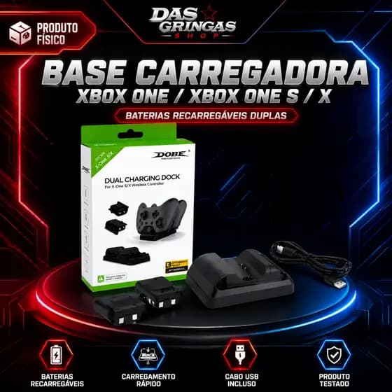 Base Carregadora Dupla DOBE para Controle Xbox One S e Xbox One X