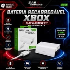 Bateria Recarregável para Controle Xbox Series X/S Branca com Cabo USB-C Play & Charge Kit