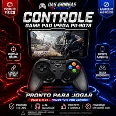 Controle Joystick Bluetooth IPEGA 9078 para Android, iOS, PS3, PS4, Smart TV e Tablets