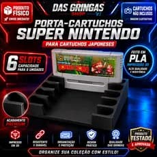 Porta Cartuchos Super Nintendo Japonês 6 Slots Preto PLA Impressão 3D