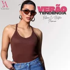 Blusa Feminina Estilosa Canelada Regata Alça Fina nadador