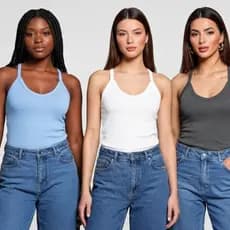 Kit 2 Blusa Feminina Estilosa Canelada Regata Alça Fina nadador