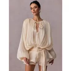 Vestido Curto Francês Com Babados E Manga Bufante , Conjunto De Duas Peças , Novo Design Ruching