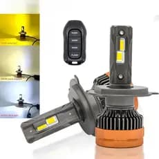 2 Pçs H7 Tri-Color LED Faróis H4 H11 Com Controle Remoto Piscando Lente Do Projetor Duplo Ventilador De Refrigeração Car