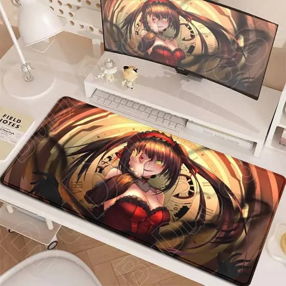 XXL Anime Meninas Tokisaki Kurumi Mouse Pad Nova Data Quente Um Jogo Ao Vivo Portátil Tapetes De Mesa Grande Borda De Bl