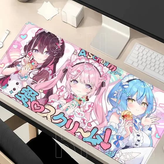 Mouse Pad RGB Hakui Koyori hololive Jogo Anime Menina Teclado LED Mousepad Jogos XXL kawaii HD Impressão backlight Tapet