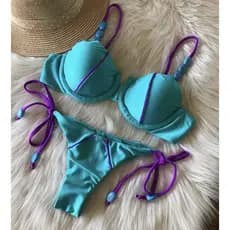 Biquini Feminino de cor sólida com alça ajustável maio Maio Feminino Praia