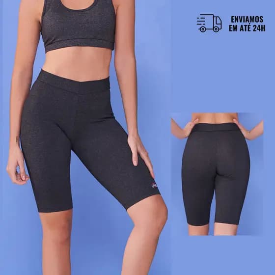 Bermuda Feminina HMR Suplex Longa Cós baixo Fitness/Academia
