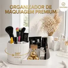 Organizador de Maquiagem Giratório 360° Porta Pincel Perfume Cosmético Penteadeira Quarto