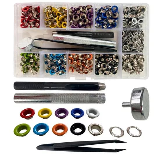 Kit Com 300 Ilhós Colorido E Vazador Com Arruelas.