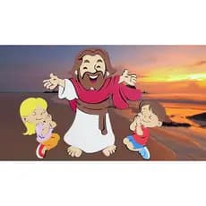 Painel de Jesus em Eva ,com as crianças Orando 3 painéis.
