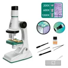 Microscópio Educativo Polibrinq 200x 600x 1200x com LED e Kit de Experimentos +6 Anos