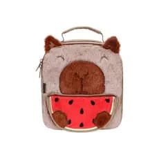Lancheira Térmica Infantil Capivara Dermiwil Pelúcia Fuzzy com Mochila