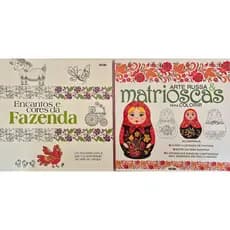 Kit 2 Livros para Colorir: Encantos e Cores da Fazenda e Arte Russa & Matrioscas - Adulto